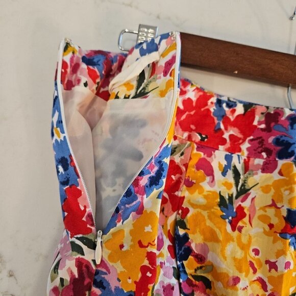 PRESTON & York Size 16 A-Line Colorful Cotton Floral Knee Length Side Zip Skirt - Picture 4 of 9